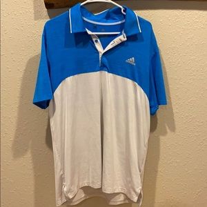 Men’s adidas golf shirt size large blue and white